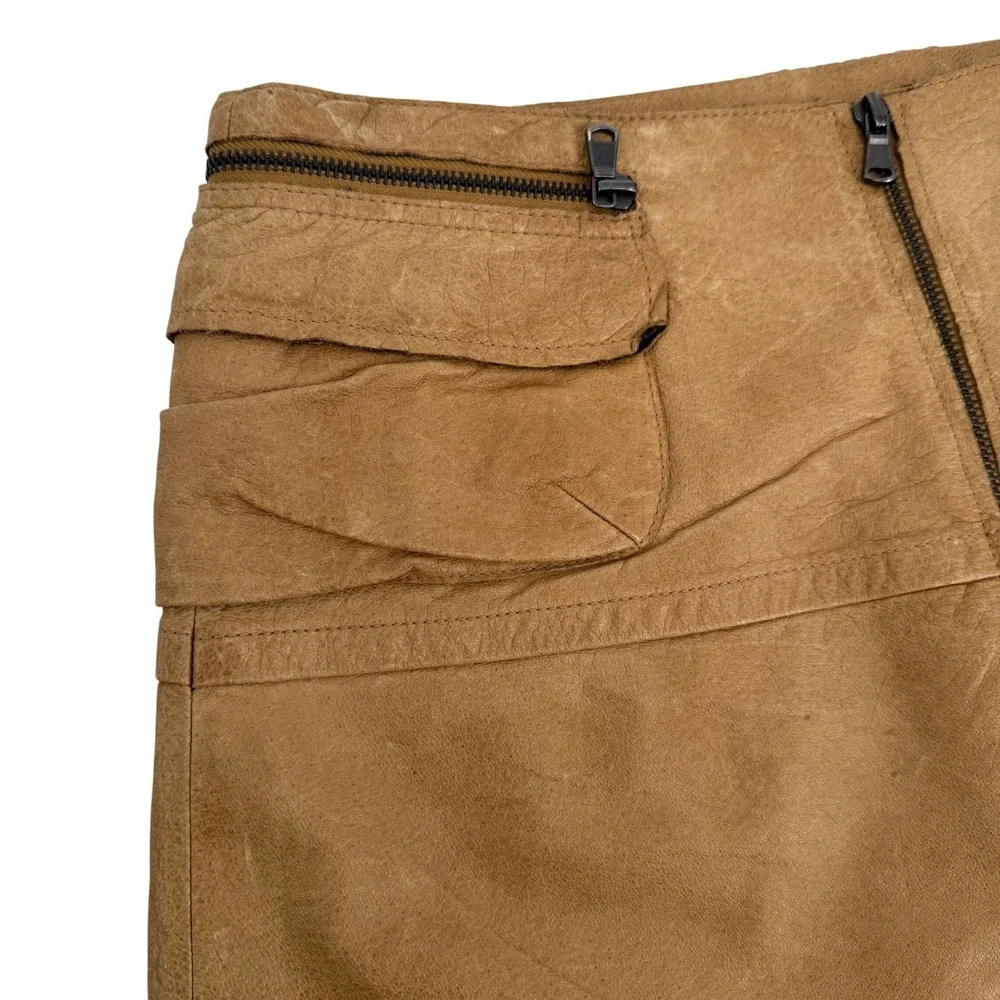 Jakett Distressed Leather Mini Skirt Y2K Style Buttery Soft Medium Boho Festival